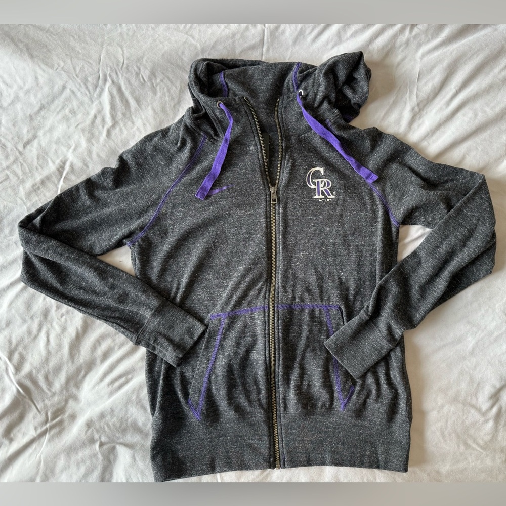 Nike Women's Charcoal and Violet Hoodie